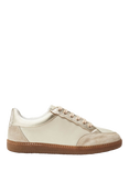 Moda in Pelle Alnmouth Leather Lace Up Trainers, White/Gold, White/Gold