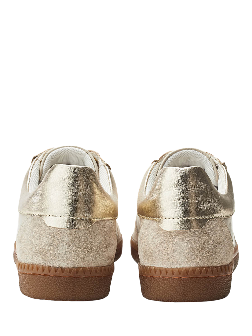 Product image 3 of 4, which shows Moda in Pelle Alnmouth Leather Lace Up Trainers, White/Gold, 7
