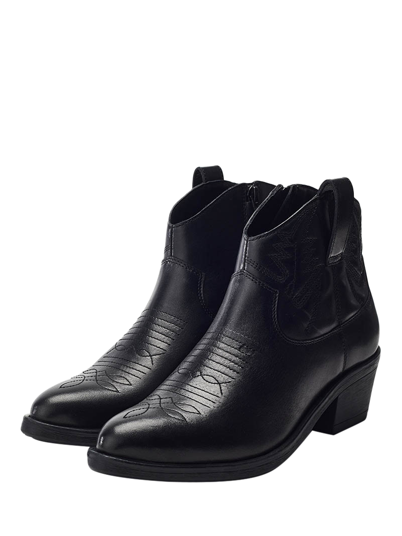 Product image 2 of 4, which shows Moda in Pelle Bracknell Leather Western Boots, Black, 3