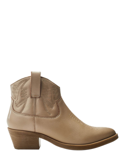 Moda in Pelle Bracknell Leather Western Boots, Cream, Cream