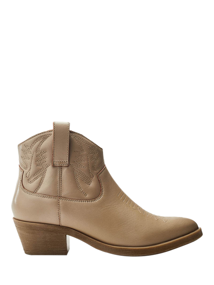 Moda in Pelle Bracknell Leather Western Boots, Cream, Cream