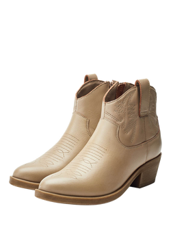 Moda in Pelle Bracknell Leather Western Boots, Cream - view 2, Cream