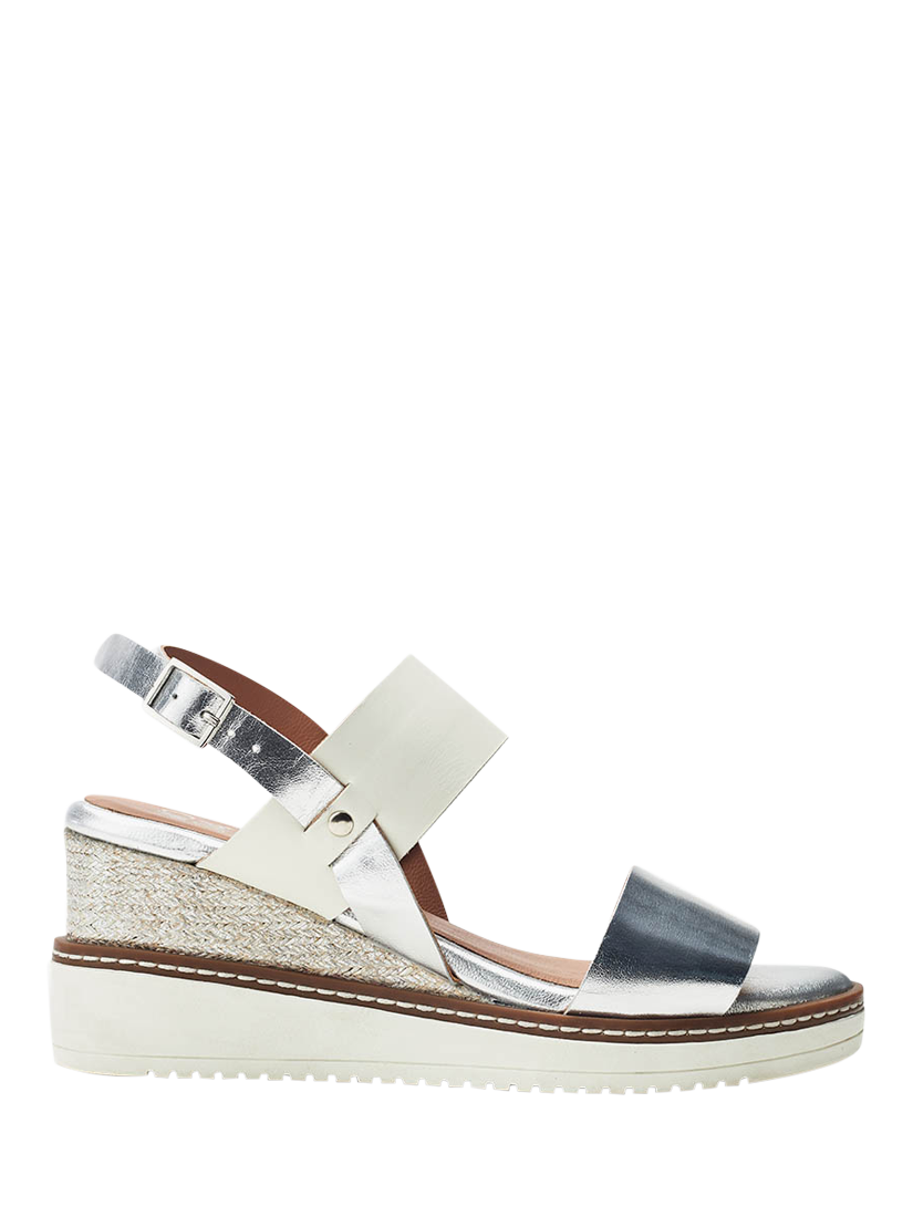 Product image 1 of 4, which shows Moda in Pelle Gavasi Leather Wedge Sandals, White/Silver, 3