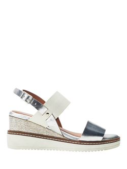 Moda in Pelle Gavasi Leather Wedge Sandals, White/Silver