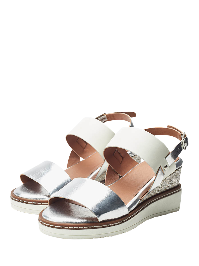 Product image 2 of 4, which shows Moda in Pelle Gavasi Leather Wedge Sandals, White/Silver, 3