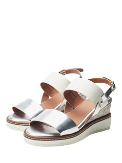 Moda in Pelle Gavasi Leather Wedge Sandals - view 2, White/Silver