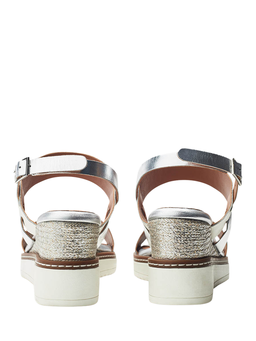 Product image 3 of 4, which shows Moda in Pelle Gavasi Leather Wedge Sandals, White/Silver, 3