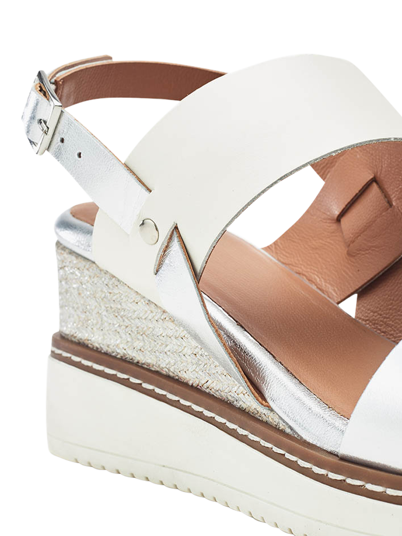 Product image 4 of 4, which shows Moda in Pelle Gavasi Leather Wedge Sandals, White/Silver, 3