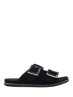 Moda in Pelle Laccie Suede Double Strap Sandals, Black