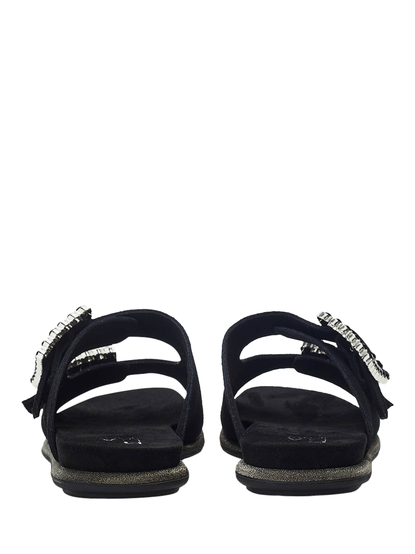Product image 3 of 4, which shows Moda in Pelle Laccie Suede Double Strap Sandals, Black, 3