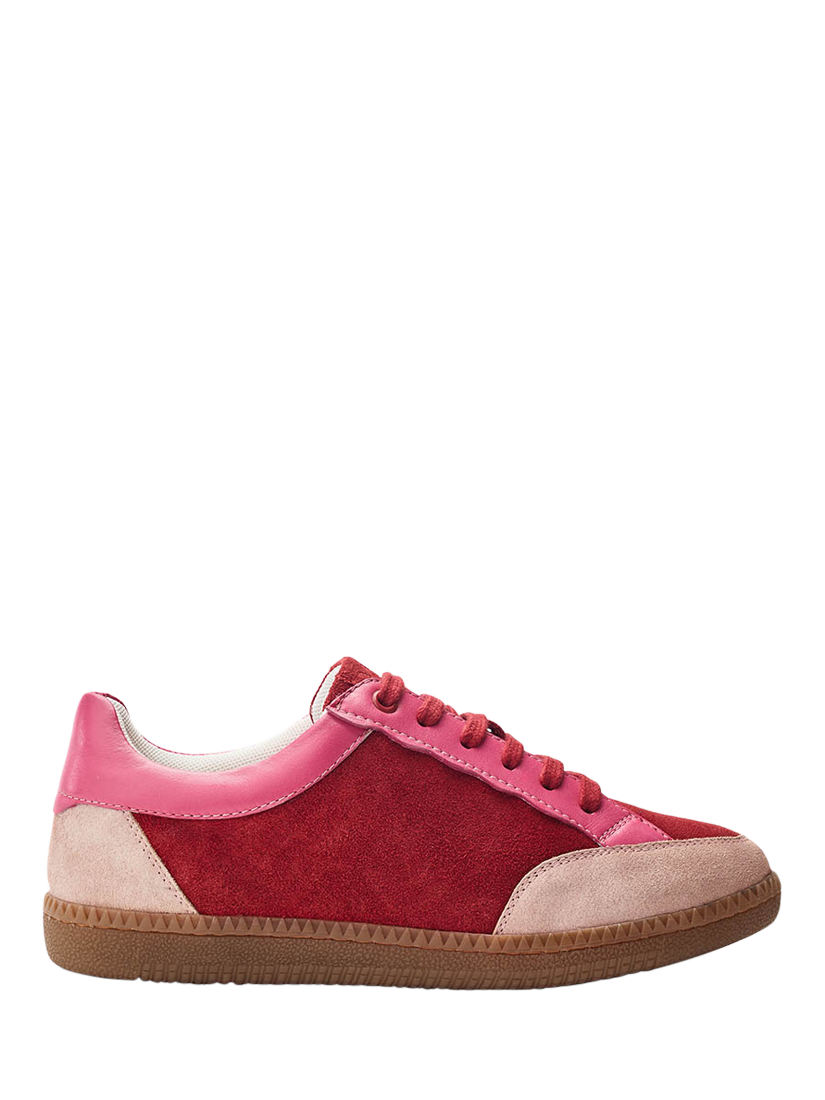 Product image 1 of 4, which shows Moda in Pelle Alnmouth Suede Lace Up Trainers, Pink/Red, 3