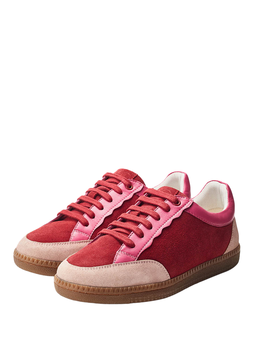 Product image 2 of 4, which shows Moda in Pelle Alnmouth Suede Lace Up Trainers, Pink/Red, 3
