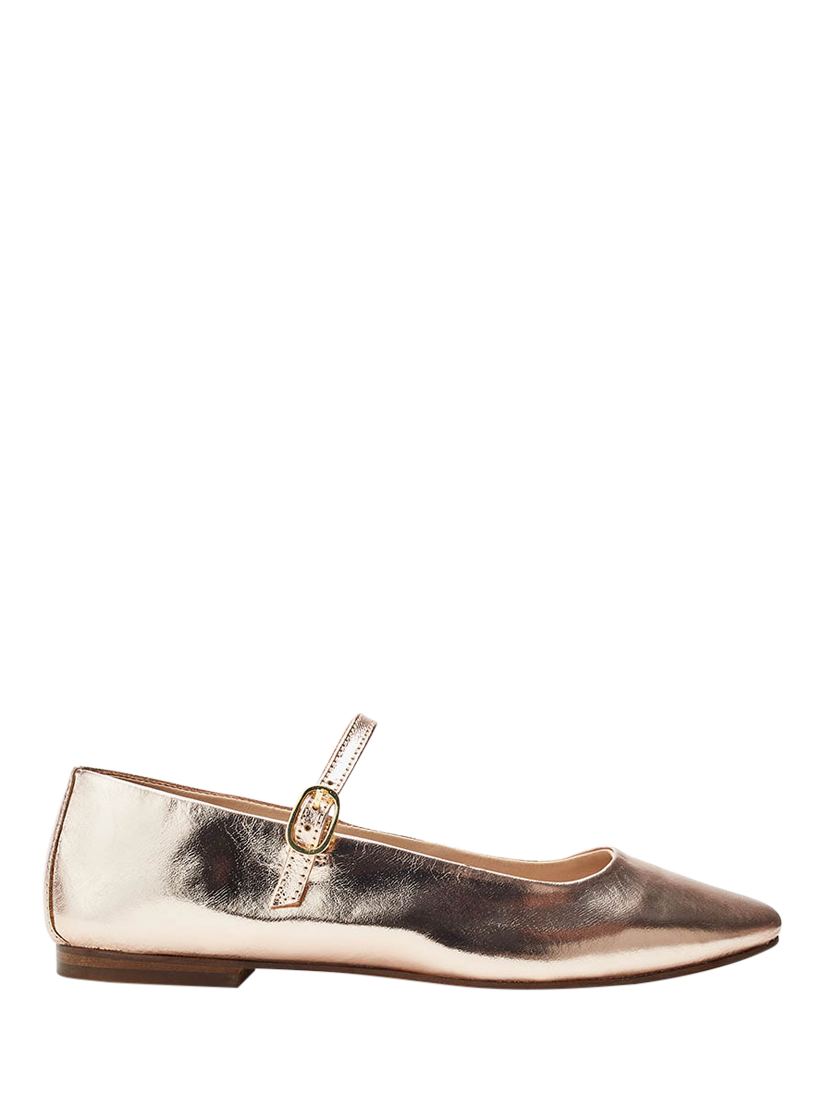 Product image 1 of 4, which shows Moda in Pelle Larina Leather Ballerina Flat Shoes, Rose Gold, 3
