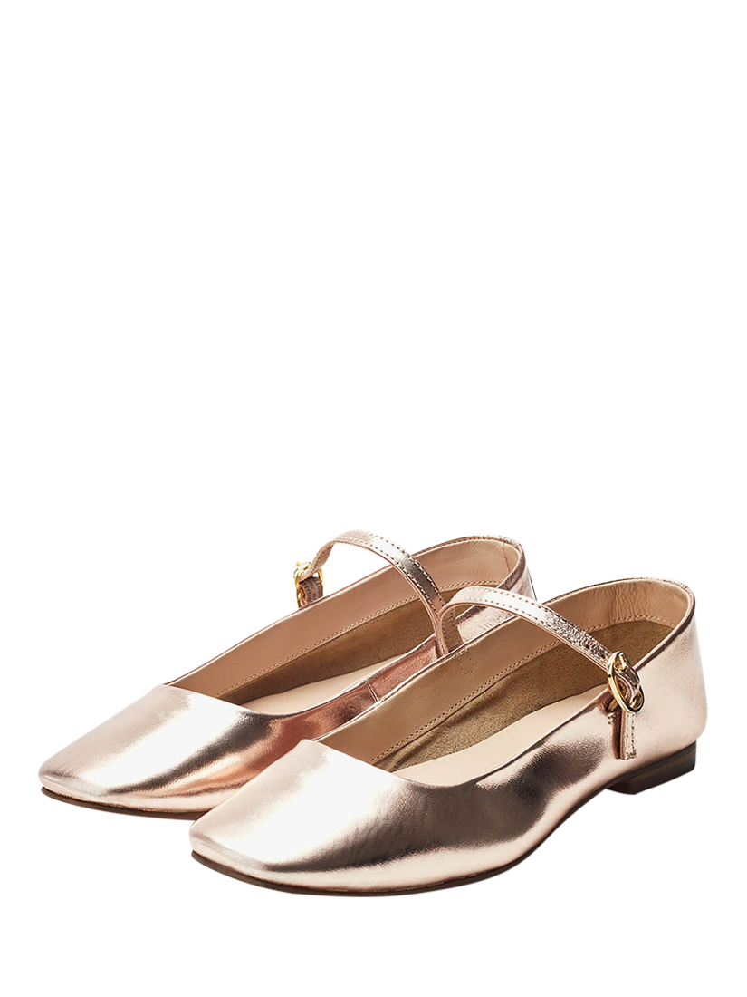 Product image 2 of 4, which shows Moda in Pelle Larina Leather Ballerina Flat Shoes, Rose Gold, 3