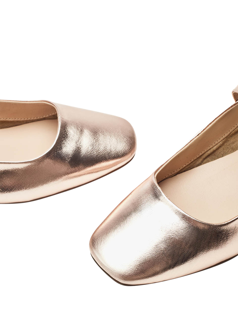 Product image 4 of 4, which shows Moda in Pelle Larina Leather Ballerina Flat Shoes, Rose Gold, 3
