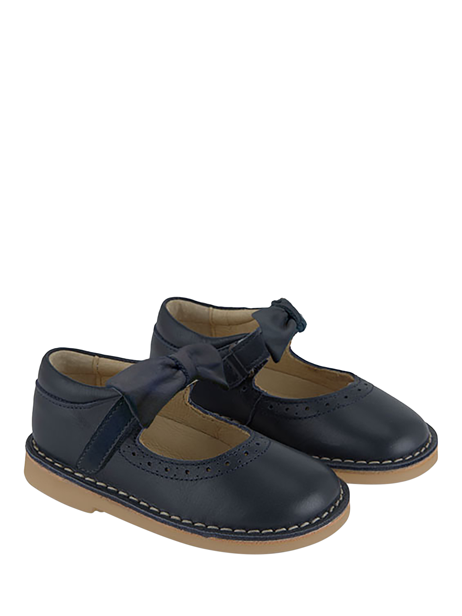Product image 2 of 3, which shows Young Soles Martha Bow Leather Mary Jane Shoes, Navy, 5.5 Jnr