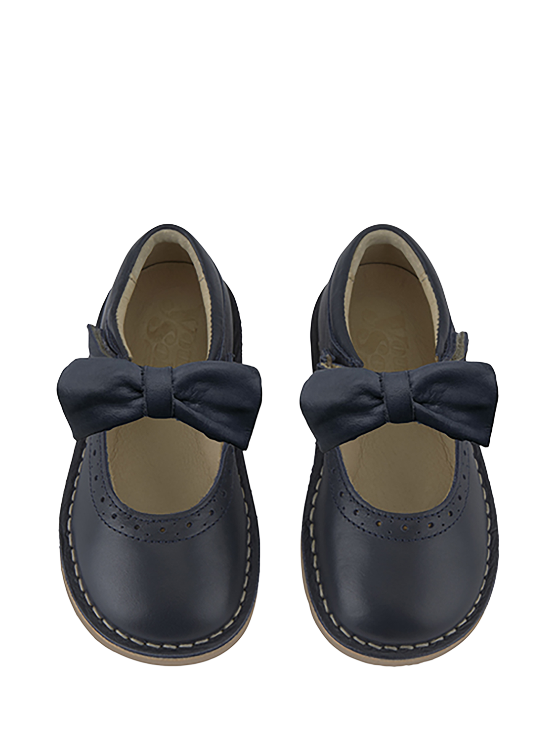 Product image 3 of 3, which shows Young Soles Martha Bow Leather Mary Jane Shoes, Navy, 5.5 Jnr