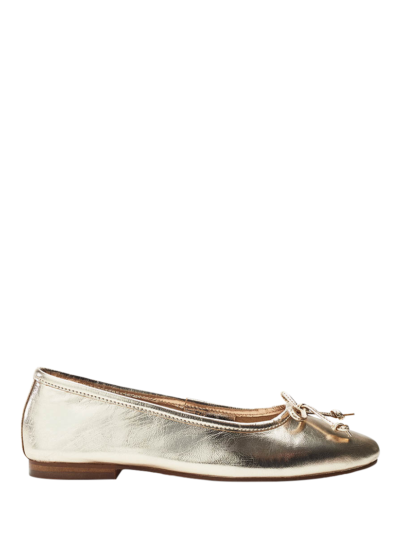 Product image 1 of 4, which shows Moda in Pelle Ealing Leather Ballerina Flat Shoes, Gold, 3