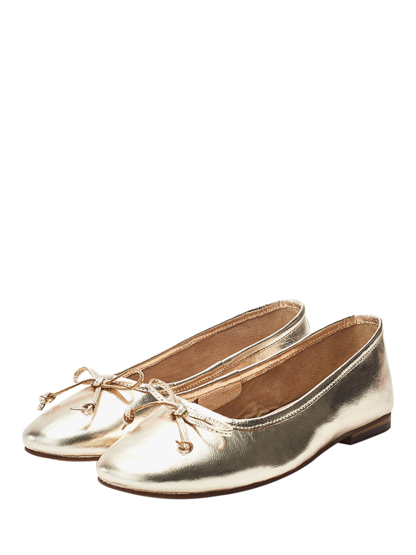 Product image 2 of 4, which shows Moda in Pelle Ealing Leather Ballerina Flat Shoes, Gold, 3
