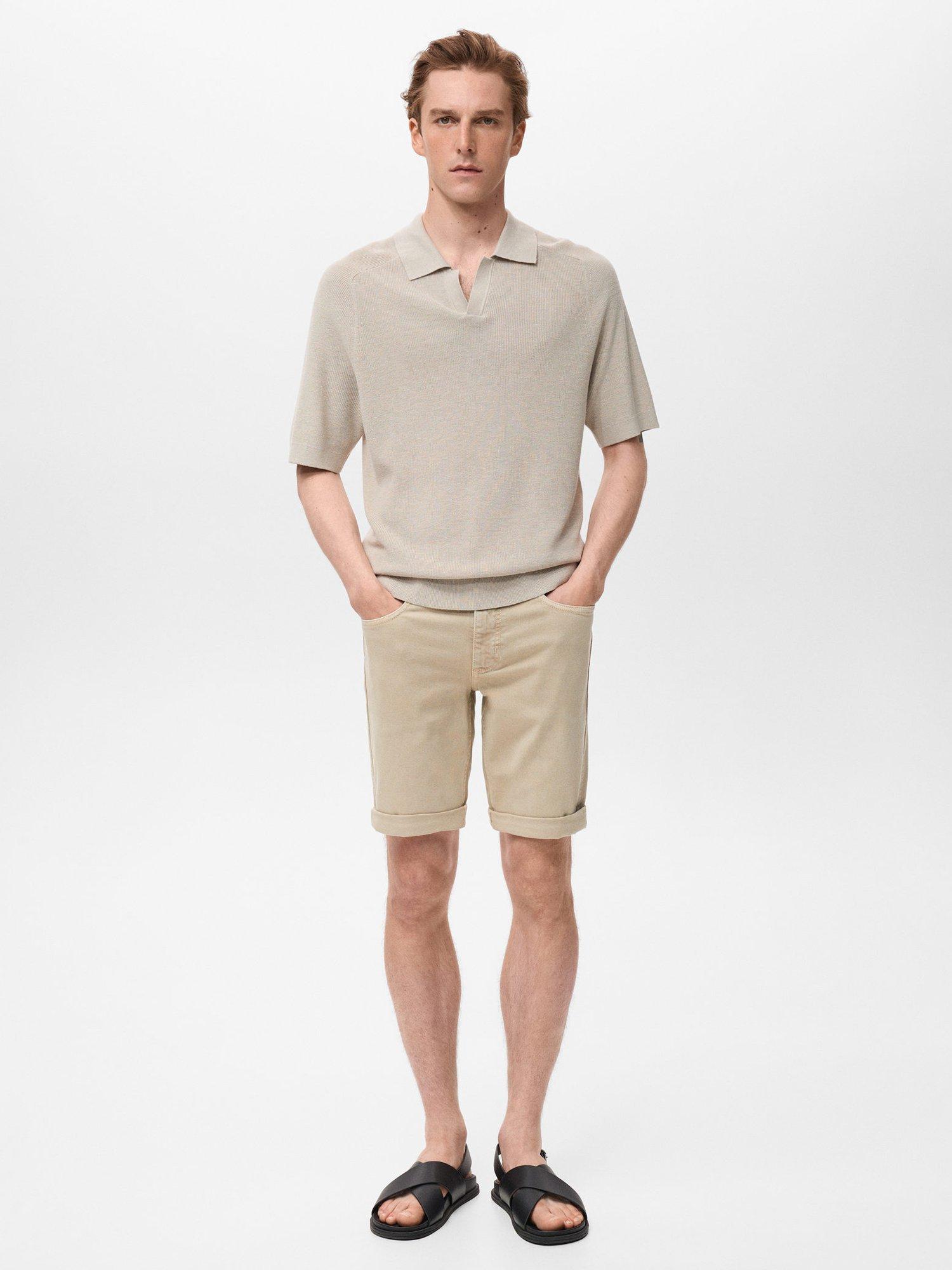 Product image 2 of 8, which shows Mango Nepto Cotton Blend Shorts, Pastel Brown, 38