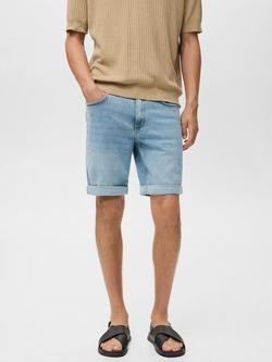 Mango Rock Slim Denim Shorts, Mid Blue