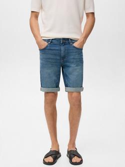 Mango Rock Slim Fit Denim Shorts, Navy Blue