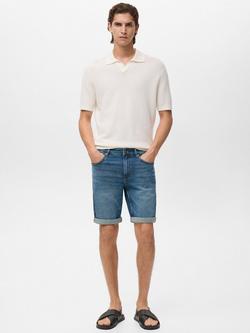 Mango Rock Slim Fit Denim Shorts - view 2, Navy Blue
