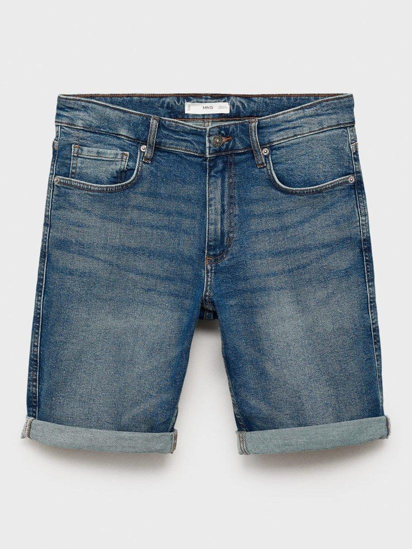 Product image 3 of 8, which shows Mango Rock Slim Fit Denim Shorts, Navy Blue, 29