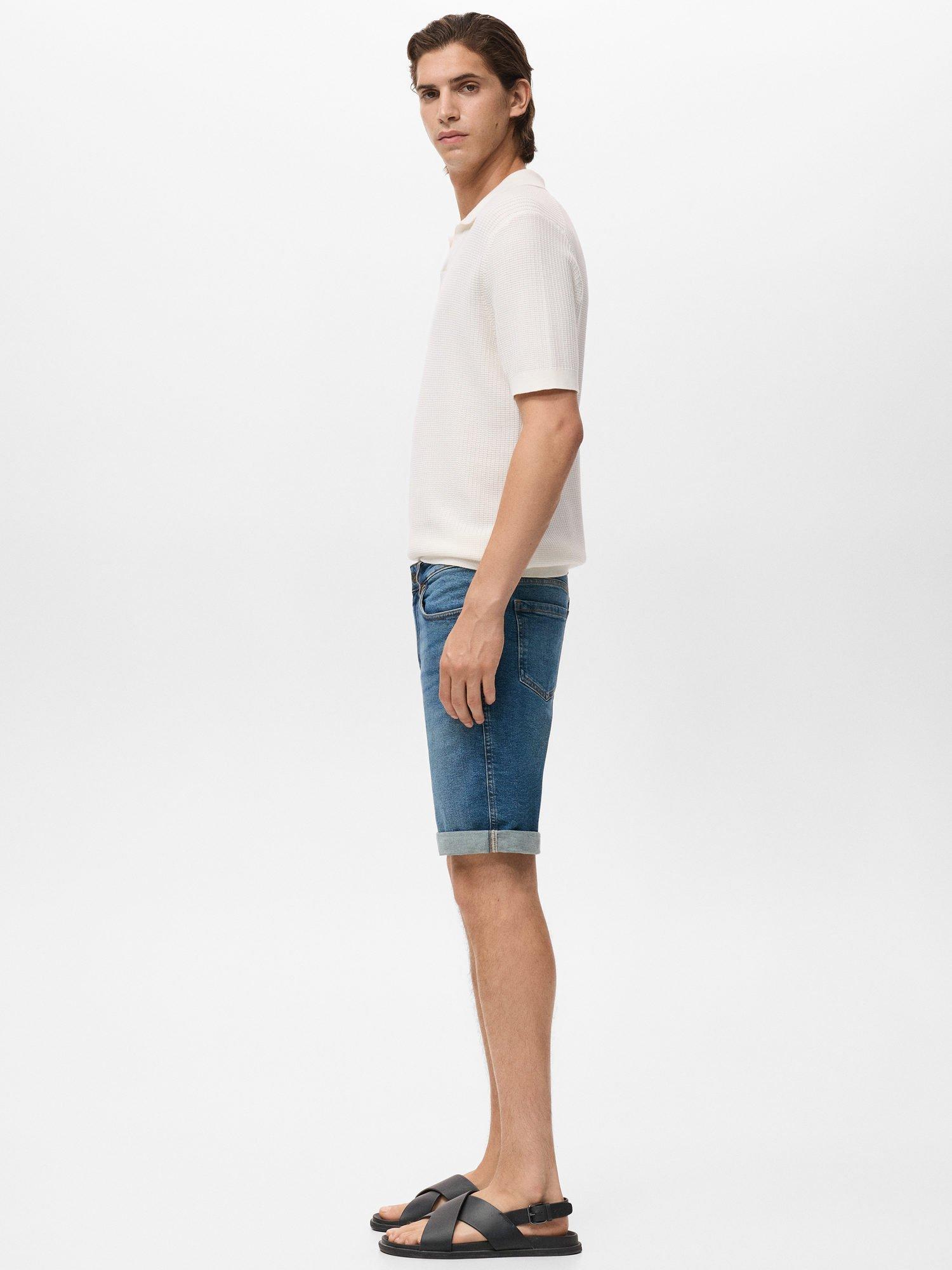 Product image 7 of 8, which shows Mango Rock Slim Fit Denim Shorts, Navy Blue, 29