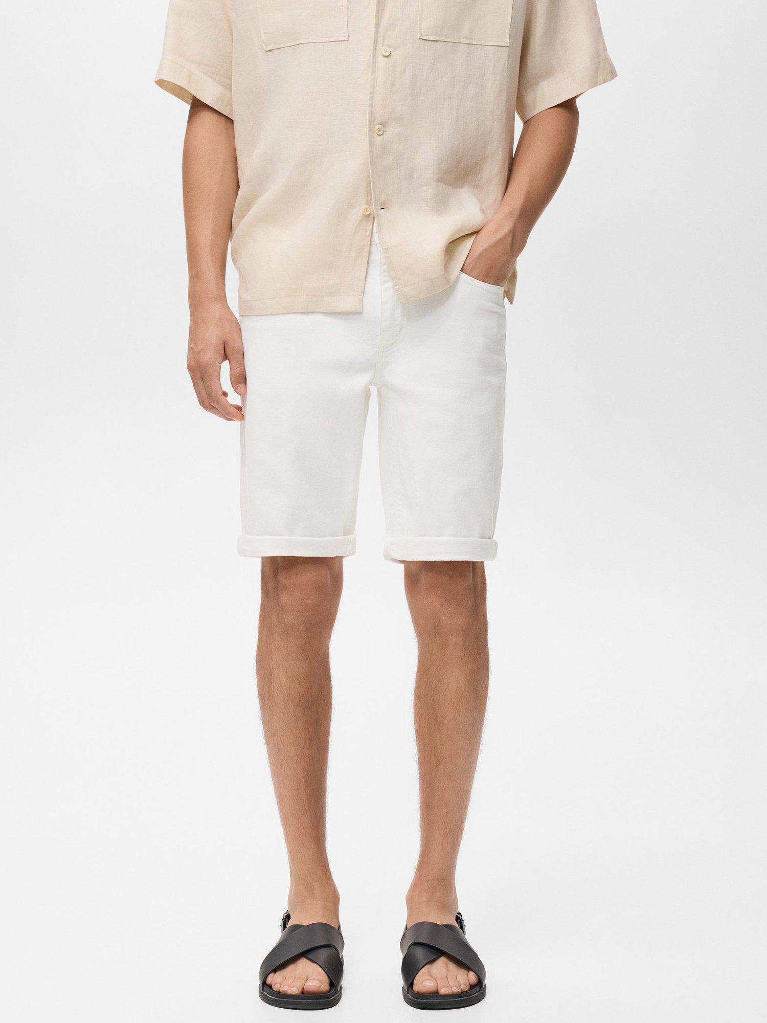Product image 1 of 8, which shows Mango Rock Slim Fit Denim Shorts, White, 29