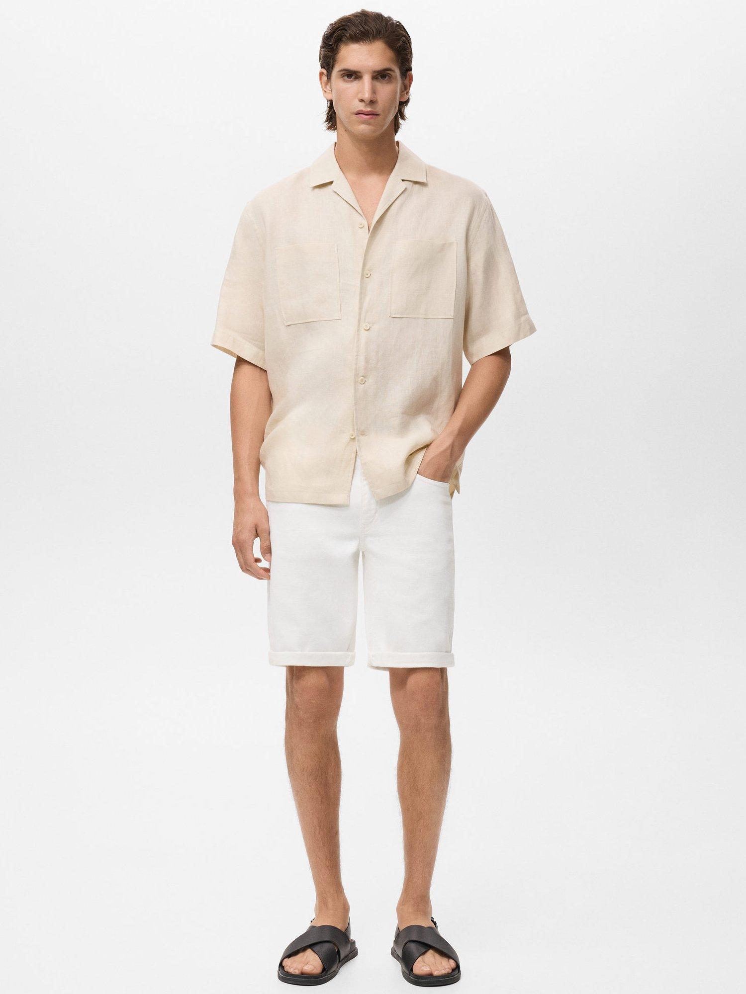 Product image 2 of 8, which shows Mango Rock Slim Fit Denim Shorts, White, 29