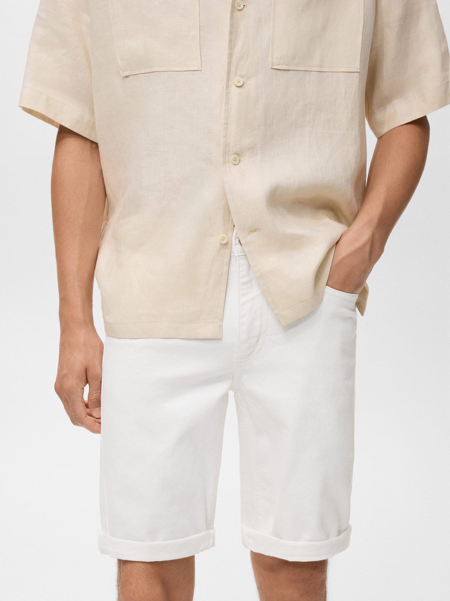 Product image 6 of 8, which shows Mango Rock Slim Fit Denim Shorts, White, 29