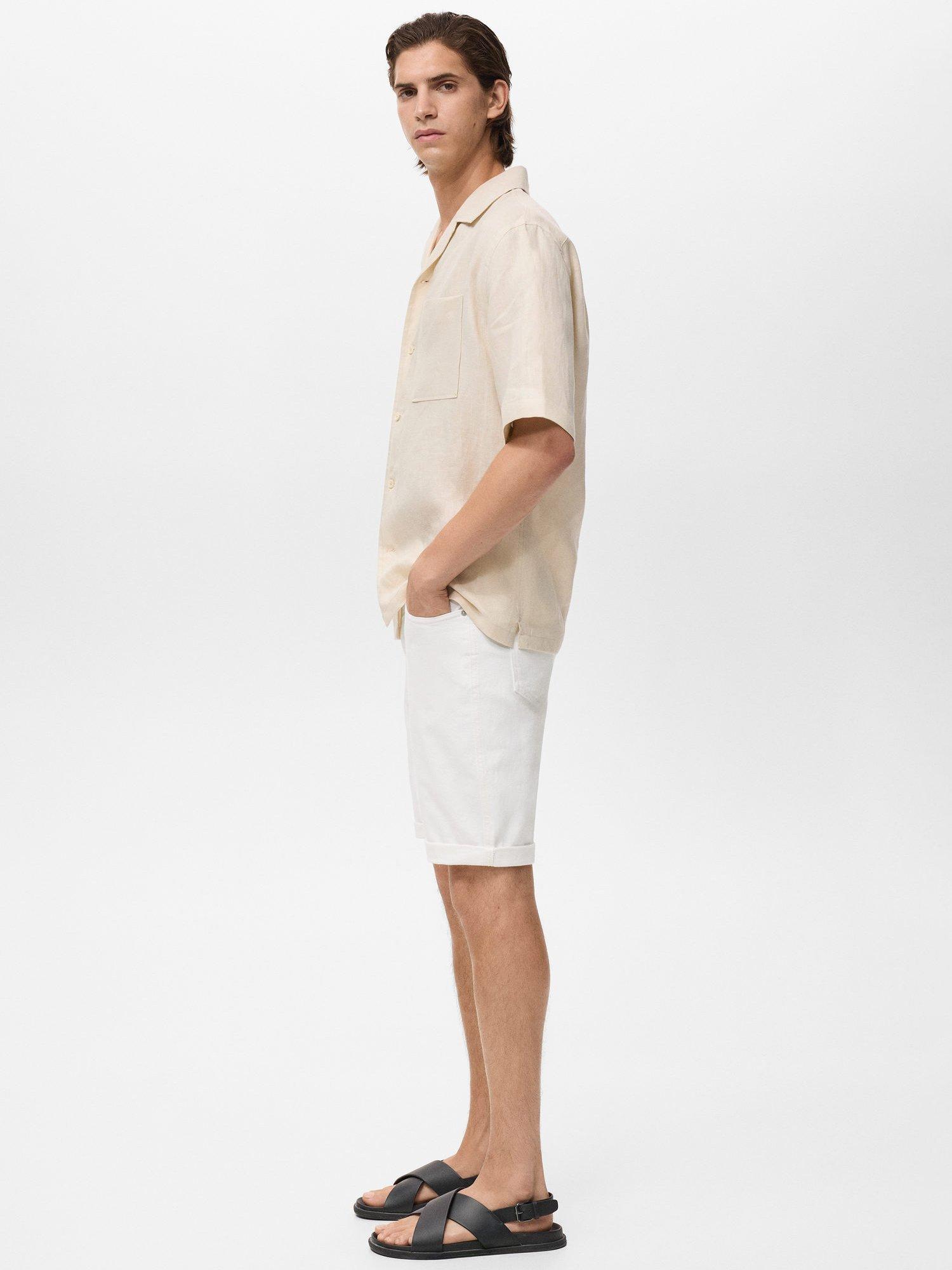 Product image 7 of 8, which shows Mango Rock Slim Fit Denim Shorts, White, 29
