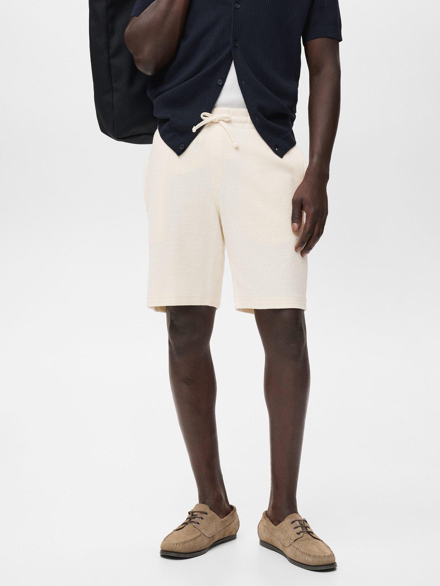 Product image 1 of 8, which shows Mango Xavis Drawstring Cotton Blend Shorts, Light Beige, XXL