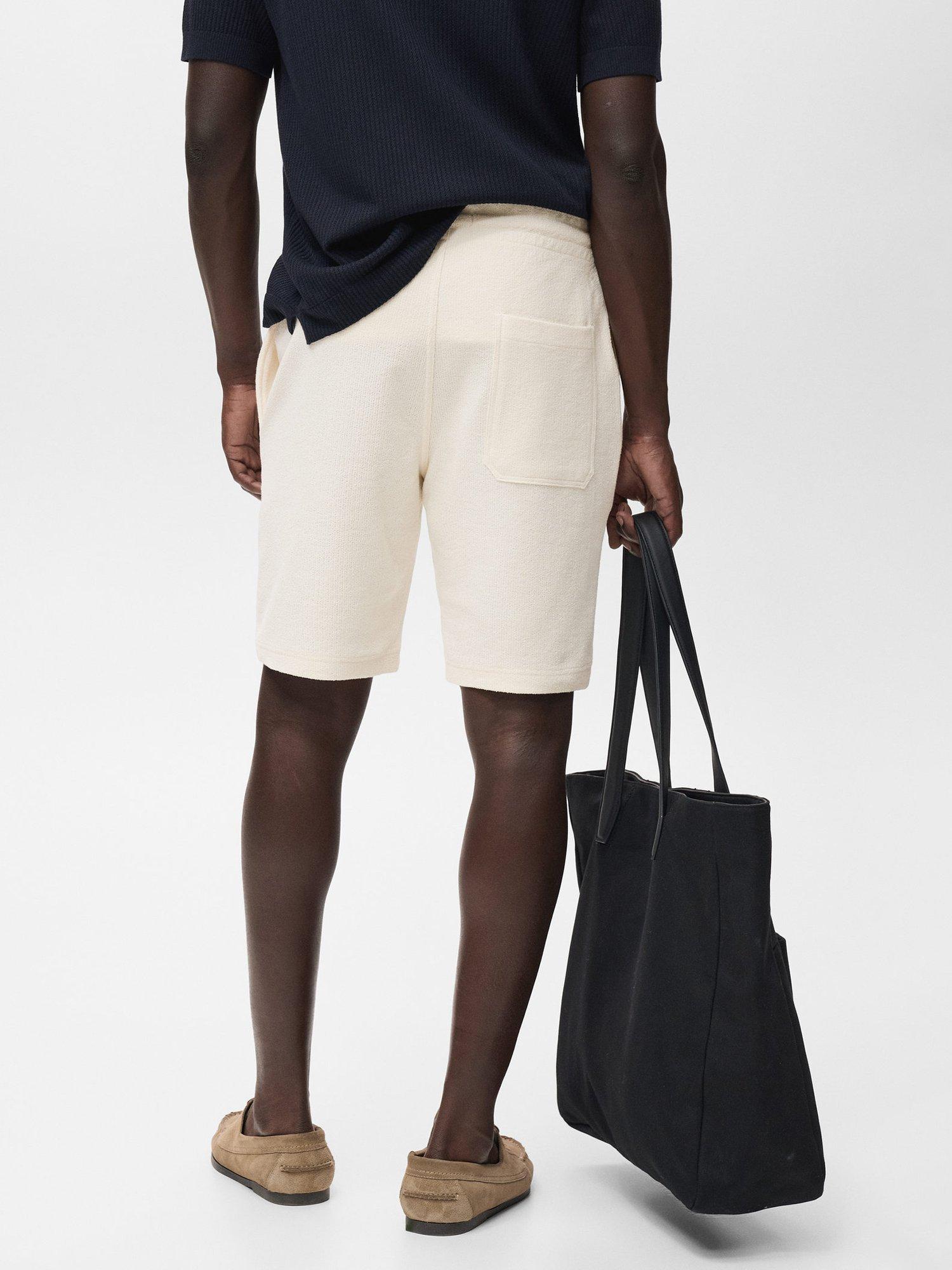 Product image 4 of 8, which shows Mango Xavis Drawstring Cotton Blend Shorts, Light Beige, XXL