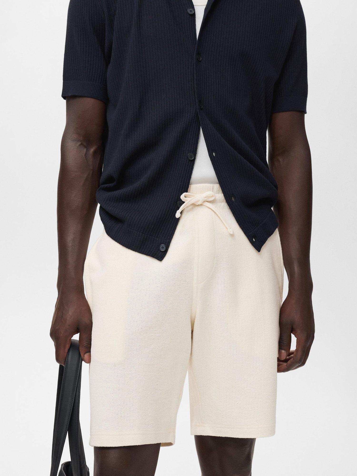 Product image 6 of 8, which shows Mango Xavis Drawstring Cotton Blend Shorts, Light Beige, XXL