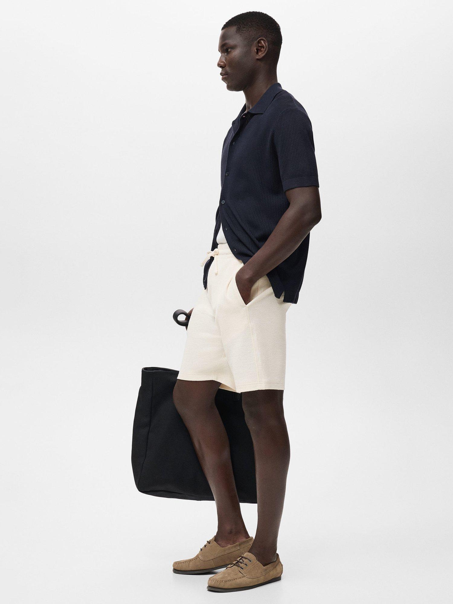 Product image 7 of 8, which shows Mango Xavis Drawstring Cotton Blend Shorts, Light Beige, XXL