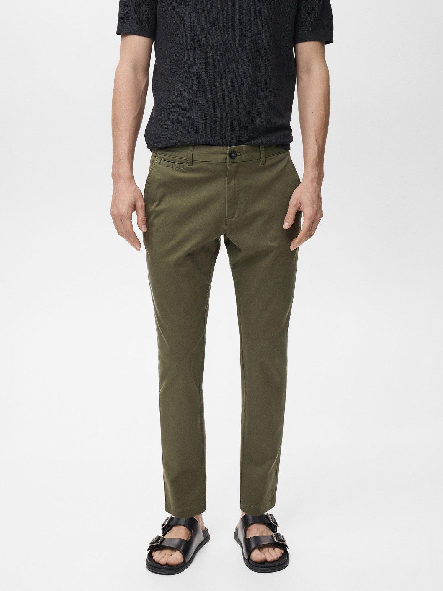 Product image 1 of 8, which shows Mango Prato Cotton Blend Trousers, Khaki, 32