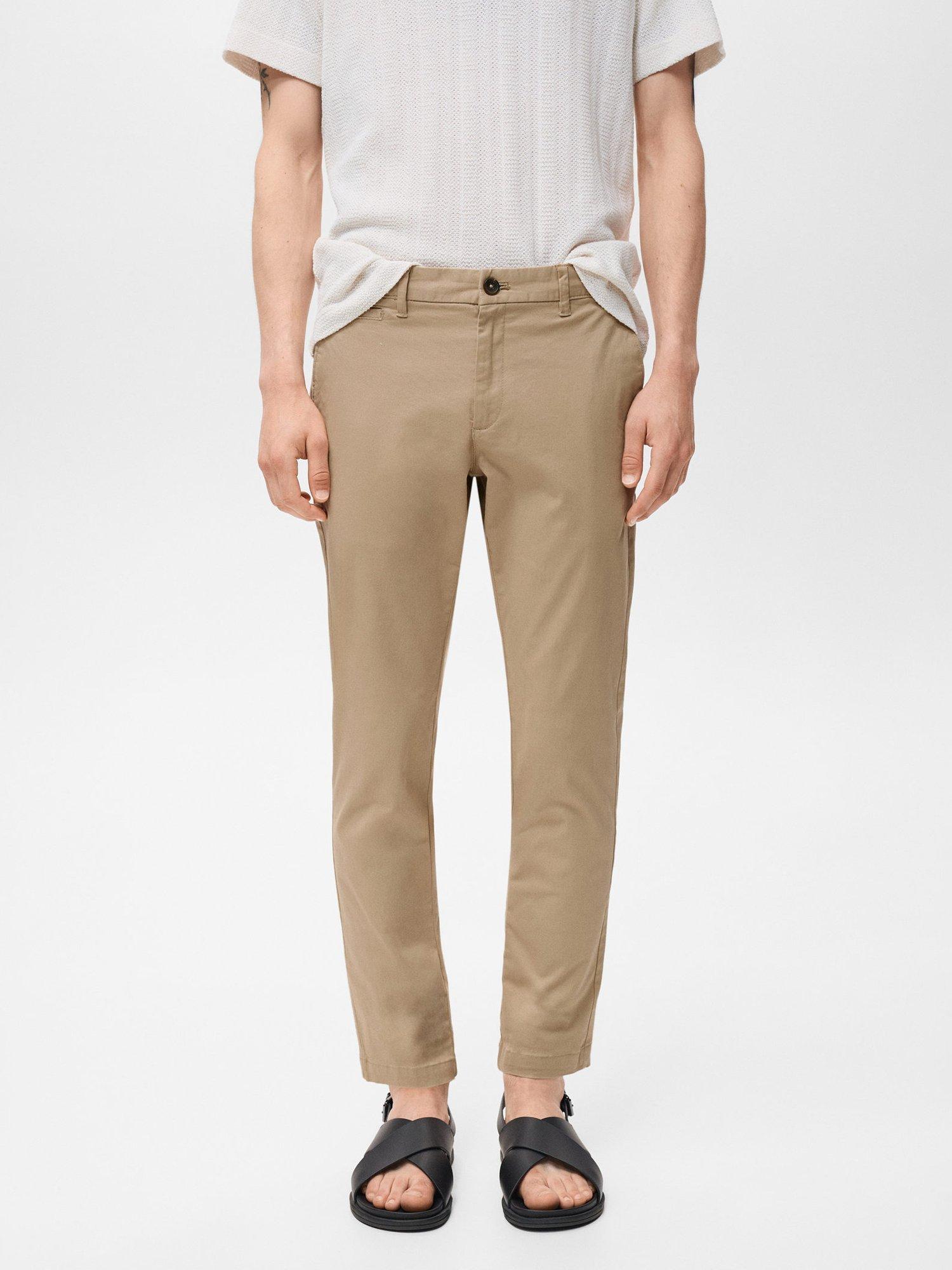 Mango Prato Cotton Blend Trousers, Light Beige