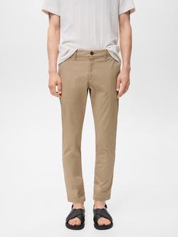 Mango Prato Cotton Blend Trousers, Light Beige
