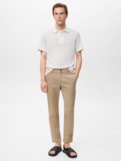 Mango Prato Cotton Blend Trousers - view 2, Light Beige