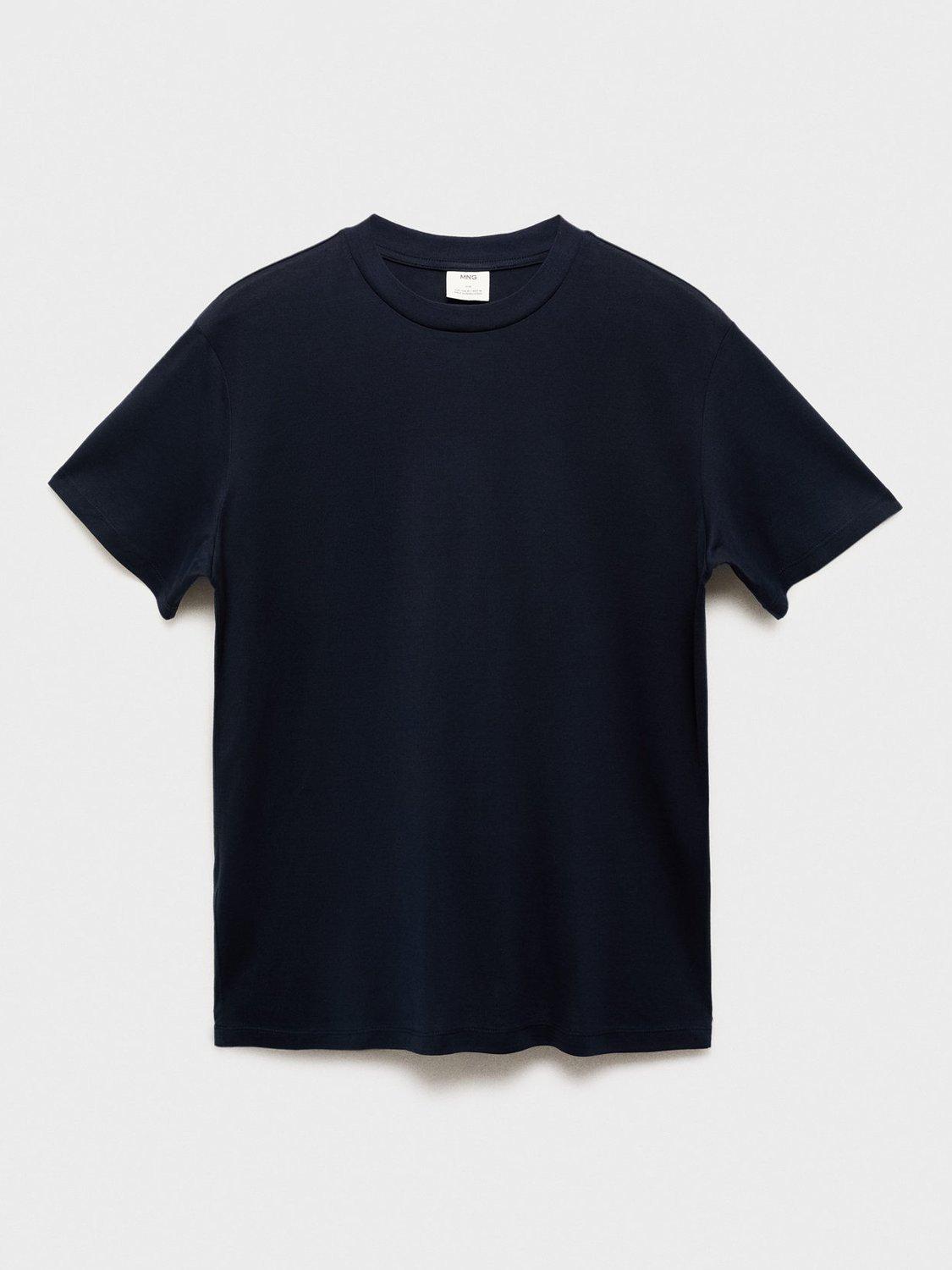 Product image 3 of 8, which shows Mango Cotton Bellow Regular Fit T-Shirt, Navy, L