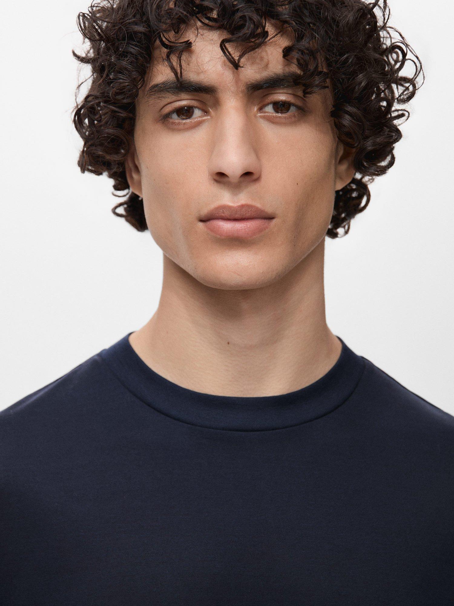 Product image 6 of 8, which shows Mango Cotton Bellow Regular Fit T-Shirt, Navy, L