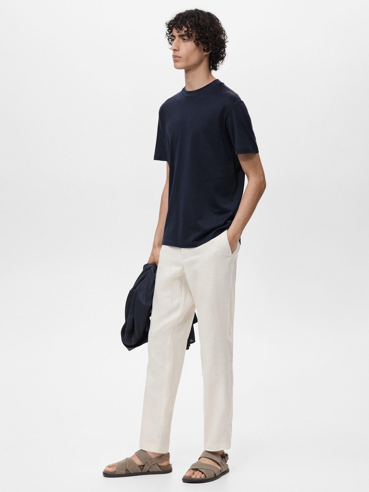 Product image 7 of 8, which shows Mango Cotton Bellow Regular Fit T-Shirt, Navy, L