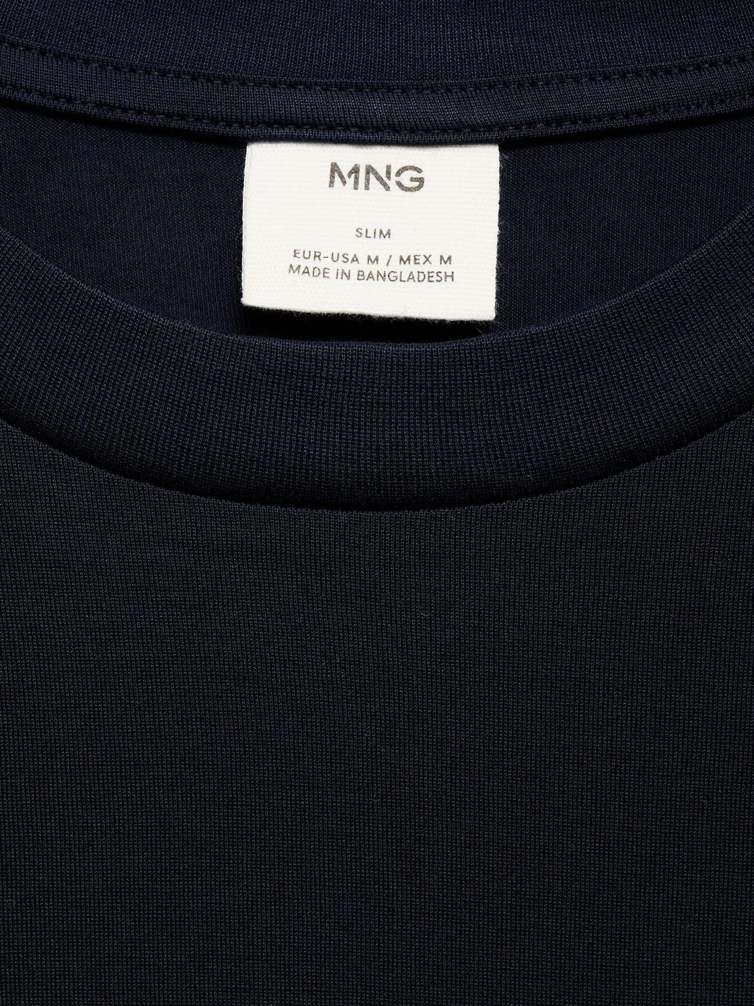 Product image 8 of 8, which shows Mango Cotton Bellow Regular Fit T-Shirt, Navy, L