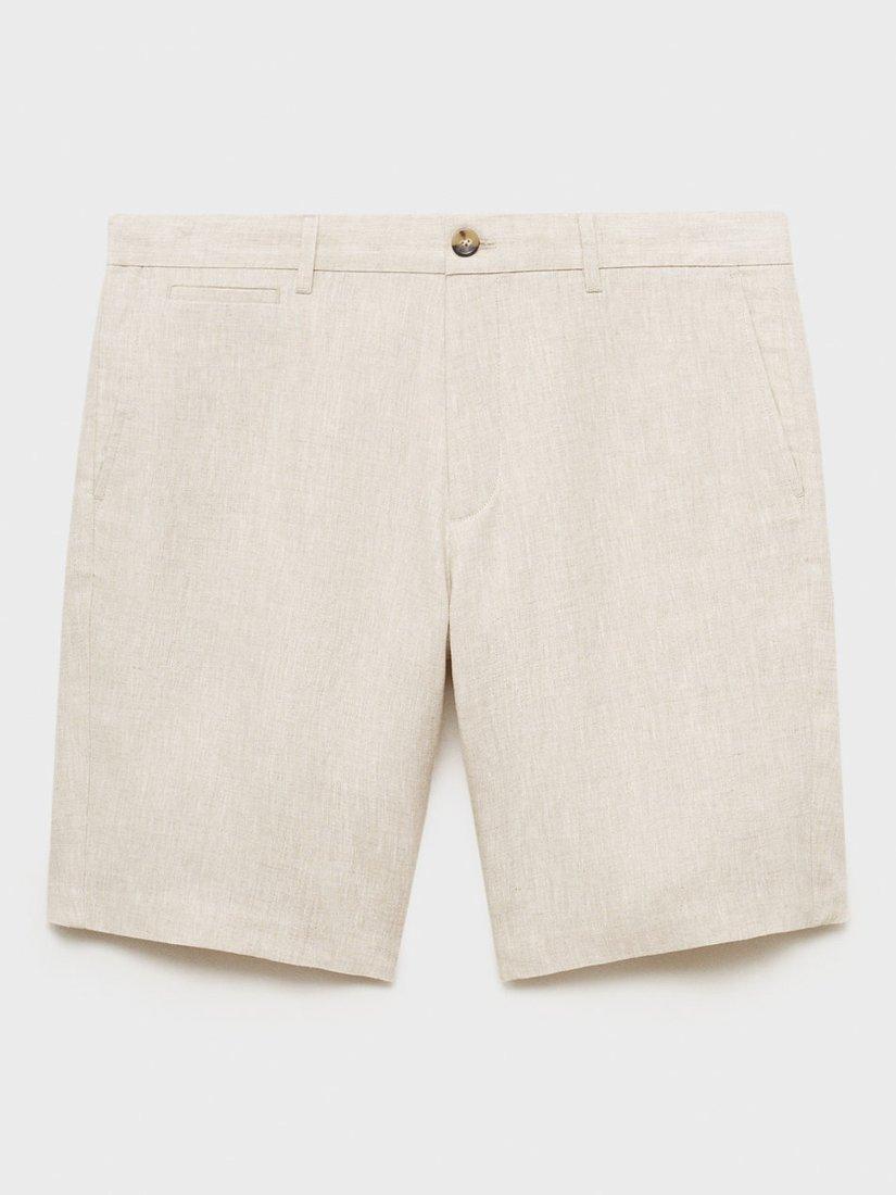 Product image 3 of 8, which shows Mango Carp Linen Shorts, Light Beige, 29