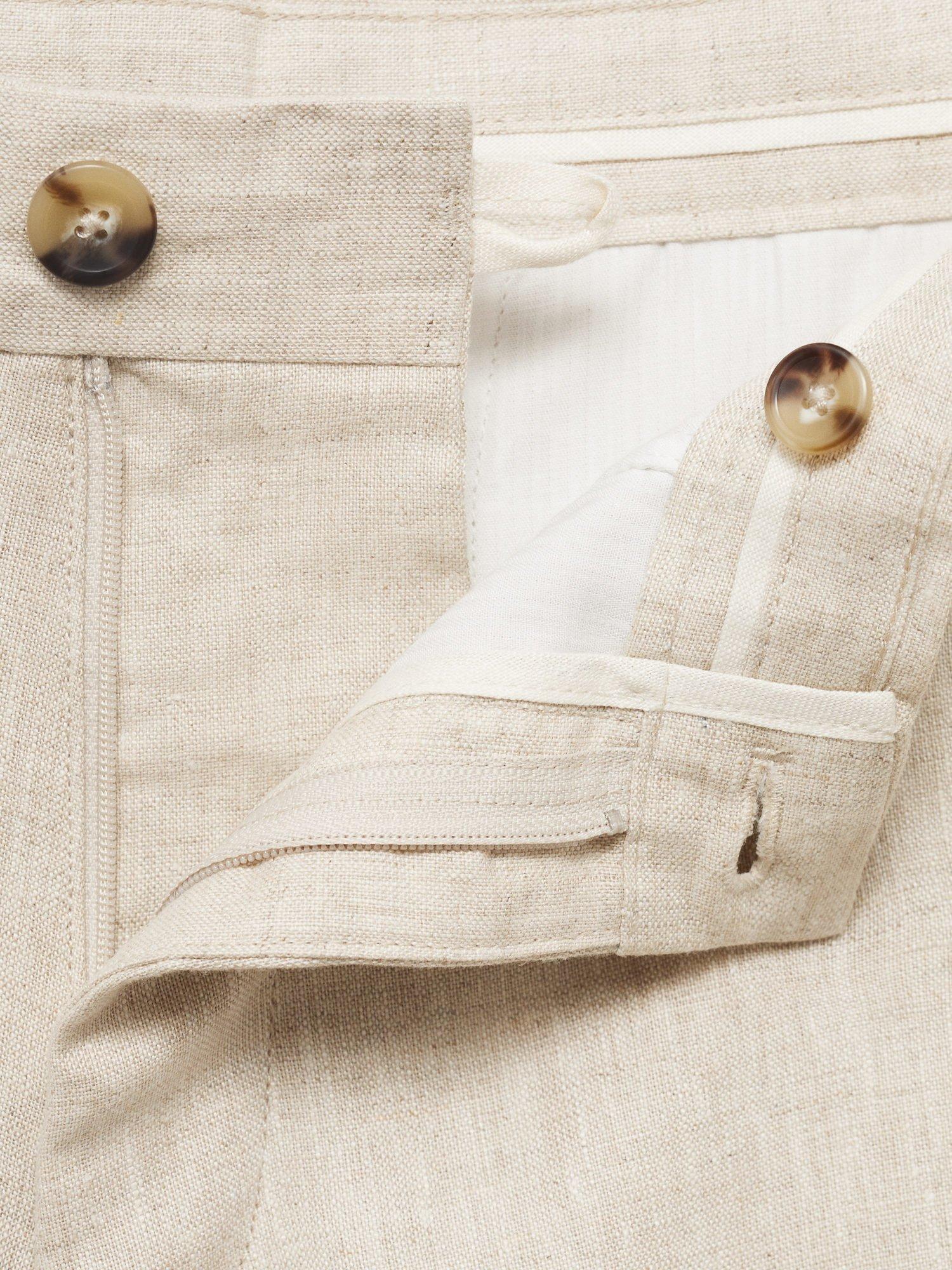 Product image 8 of 8, which shows Mango Carp Linen Shorts, Light Beige, 29