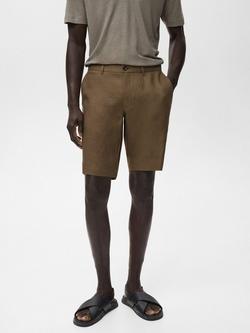Mango Carp Linen Shorts, Medium Green