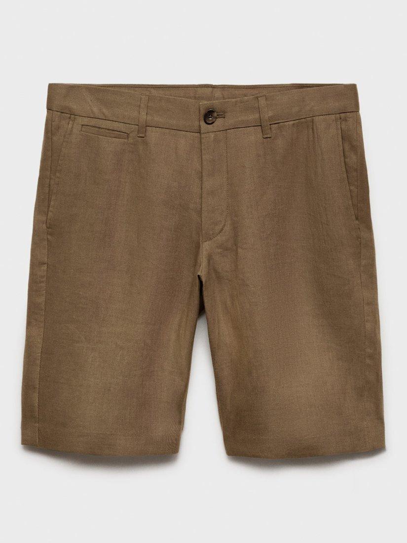 Product image 3 of 9, which shows Mango Carp Linen Shorts, Medium Green, 29