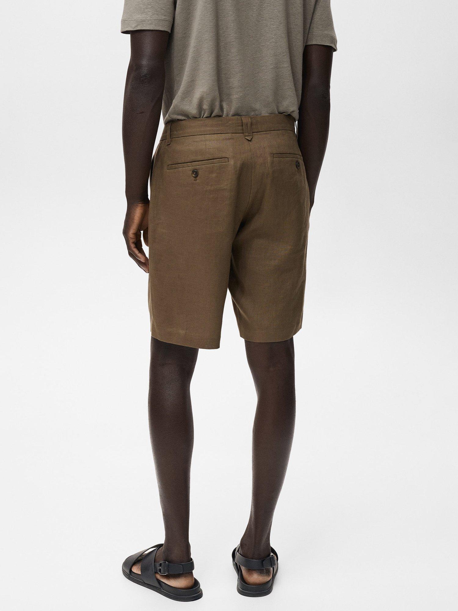 Product image 4 of 9, which shows Mango Carp Linen Shorts, Medium Green, 29
